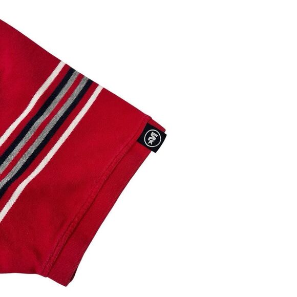Vintage Mecca Polo Shirt Mens Large Red Striped Short Sleeve Casual 90s Hip Hop - Picture 2 of 7